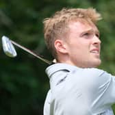 Bathgate's Joe Bryce watches a shot during his second-round 62 in the Pollok Open. Picture: Tartan Pro Tour