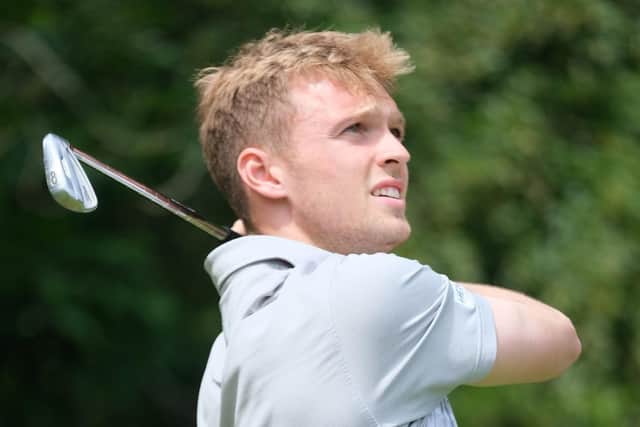 Bathgate's Joe Bryce watches a shot during his second-round 62 in the Pollok Open. Picture: Tartan Pro Tour