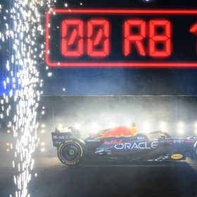 Red Bull Racing unveils the team's new Formula One car during a launch event in New York City on February 3, 2023.