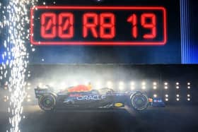 Red Bull Racing unveils the team's new Formula One car during a launch event in New York City on February 3, 2023.