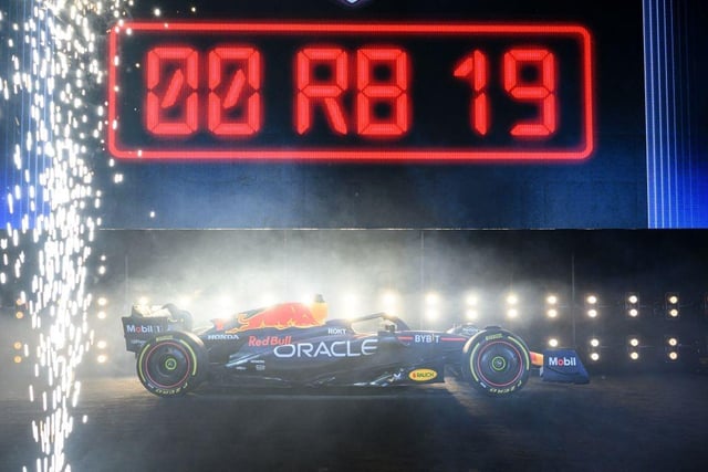 Red Bull Racing unveils the team's new Formula One car during a launch event in New York City on February 3, 2023.