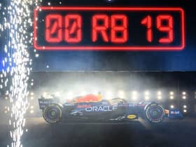 Red Bull Racing unveils the team's new Formula One car during a launch event in New York City on February 3, 2023.