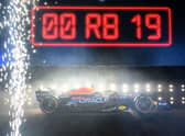 Red Bull Racing unveils the team's new Formula One car during a launch event in New York City on February 3, 2023.