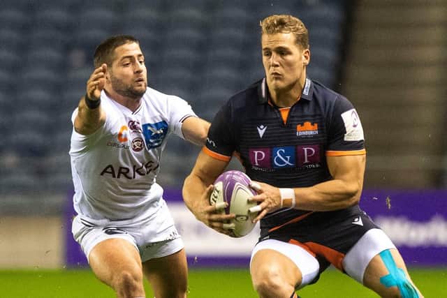 Edinburgh's Duhan Van der Merwe during the European Rugby Challenge Cup 16-16 draw between Edinburgh and Bordeaux-Begles at BT Murrayfield in November. Photo: Gary Hutchison/SRU/SNS