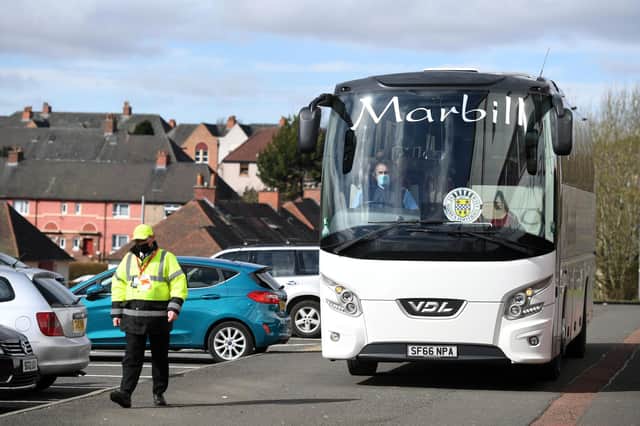 Jim Goodwin has joked that Covid-hit St Mirren might park the team bus on the Ibrox 18-yard line on Boxing Day (Photo by Ross MacDonald / SNS Group)