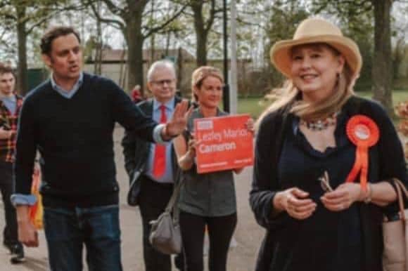 Scottish Labour leader Anas Sarwar with Lezley Marion Cameron