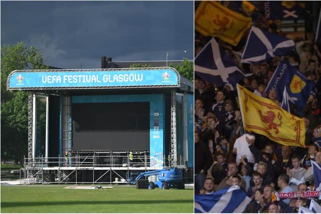 It will be dry and cloudy when Scotland kicks off its Euro 2020 campaign in Glasgow on Monday afternoon.