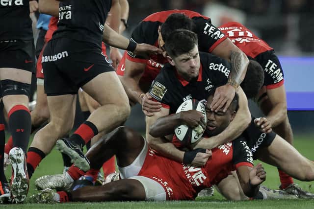 Full-back Blair Kinghorn suffered a knee injury playing for Toulouse and will miss Scotland's Six Nations matches against Wales and France. (Photo by VALENTINE CHAPUIS/AFP via Getty Images)