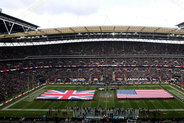 A stock image of an NFL match at Wembley Stadium, London. T Monday March 28, 2022.