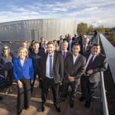 Marie Macklin and a delegation headed by Yoav Katsavoy, chairman of the Israel Electricity Authority, at the Halo campus during COP26. Picture: Jeff Holmes.