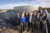 Marie Macklin and a delegation headed by Yoav Katsavoy, chairman of the Israel Electricity Authority, at the Halo campus during COP26. Picture: Jeff Holmes.