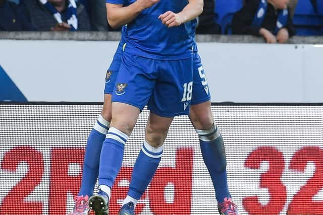 St. Johnstone's Cameron MacPherson celebrates as he makes it 2-0.  (Photo by Craig Foy / SNS Group)