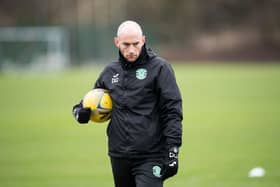 Hibs' interim manager David Gray prepares the squad for this weekend's Premier Sports Cup final against Celtic. Photo by Paul Devlin / SNS Group