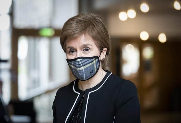 First Minister of Scotland, Nicola Sturgeon, arrives ahead of a Covid briefing at the Scottish Parliament in Holyrood, in 2021