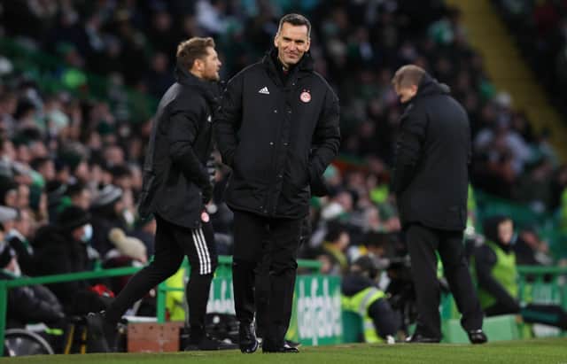 Aberdeen manager Stephen Glass during a cinch premiership match between Celtic and Aberdeen at Celtic Park, on November 28, 2021, in Glasgow, Scotland. (Photo by Alan Harvey / SNS Group)