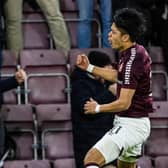 Hearts' Yutaro Oda celebrates as he scores to make it 3-2 over Dundee at Tynecastle Park. (Photo by Mark Scates / SNS Group)