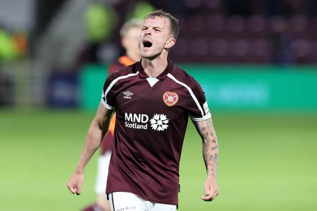 Hearts' Andy Halliday - played five different positions in the 2-2 draw against Dundee United (Photo by Steve  Welsh/Getty Images)