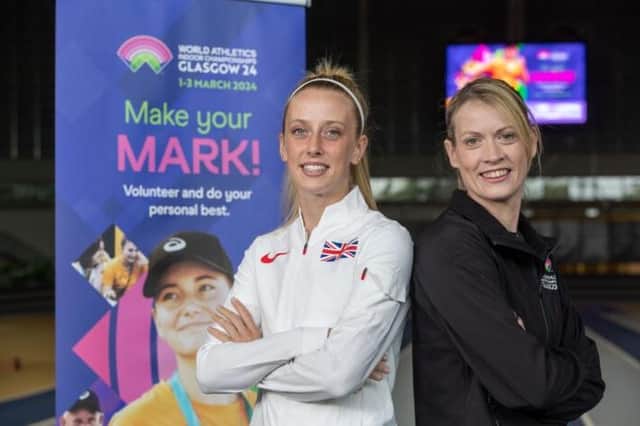 Jemma Reekie, left, and Eilidh Doyle help promote next year's Glasgow 24 World Indoors.