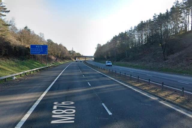 M876: A man has died after being hit by a car on a motorway near Falkirk