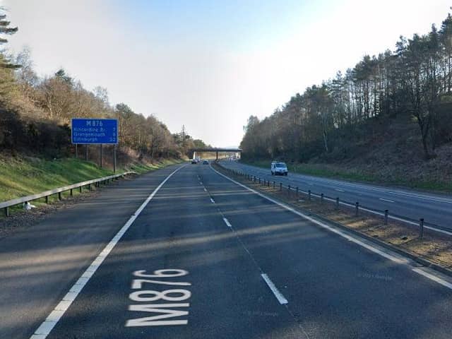 M876: A man has died after being hit by a car on a motorway near Falkirk
