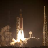 Nasa's Artemis I Space Launch System rocket, with the Orion capsule attached, launches on November 16 at Cape Canaveral, Florida.