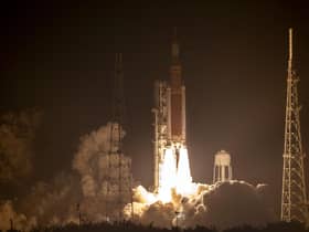 Nasa's Artemis I Space Launch System rocket, with the Orion capsule attached, launches on November 16 at Cape Canaveral, Florida.