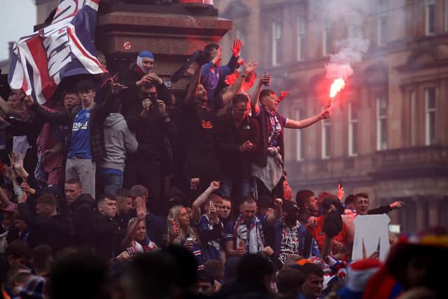 Glasgow:Police to disperse fans from George Square due to the ‘level of disorder’ . Photo credit: Andrew Milligan/PA Wire.