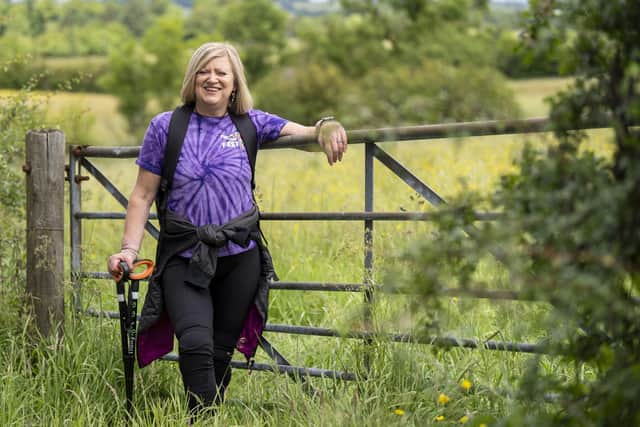Dr Cor Hutton training near her home in Lochwinnoch ahead of travelling to Peru for a charity walk to conquer the 7-day Inca Trail to Machu Picchu (Pic: Jane Barlow/PA Wire)