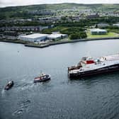 Glen Sannox en route from Port Glasgow to Greenock. Picture: Steve McIntosh Drone Services