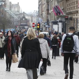 Shoppers out and about on Buchanan Street in Glasgow.