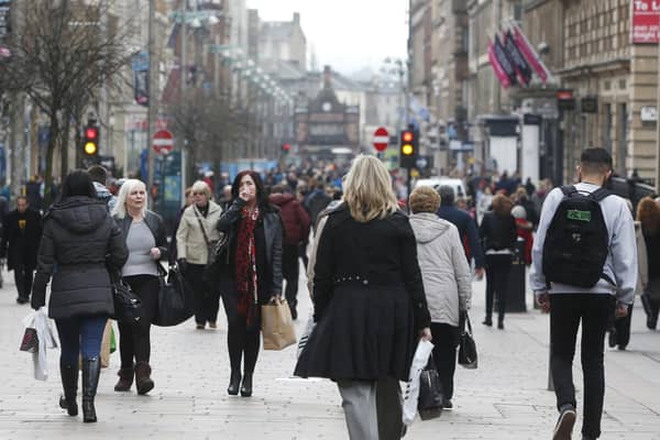 Shoppers out and about on Buchanan Street in Glasgow.