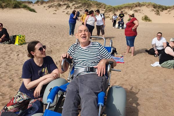 Inspire service users enjoying their Summer Party at Balmedie beach.
