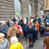 Protesters gathered outside the boarded-up Filmhouse earlier this month to call for the boarded-cinema to be saved. Picture: Annabelle Gauntlett.