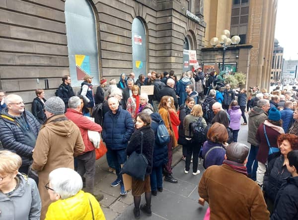 Protesters gathered outside the boarded-up Filmhouse earlier this month to call for the boarded-cinema to be saved. Picture: Annabelle Gauntlett.