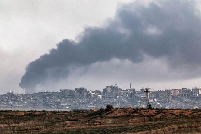 Smoke billows over the northern Gaza Strip during Israeli bombardment from southern Israel on Wednesday.