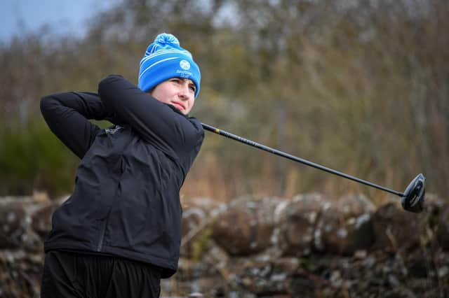 Summer Elliott hits a drive during the 2022 Scottish Girls' Open at Irvine Golf Club. Picuture: Scottish Golf.