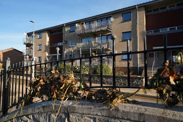 Some of the damage caused to River Street, Brechin by Storm Babet. Image: Andrew Milligan/Press Association.