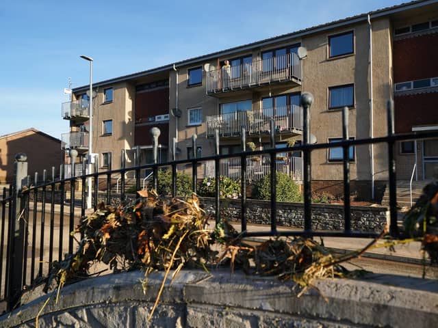 Some of the damage caused to River Street, Brechin by Storm Babet. Image: Andrew Milligan/Press Association.