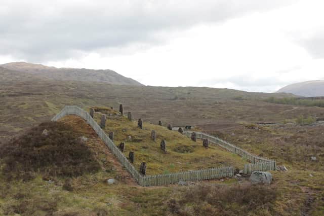 The 'Graveyard of the Unknown' close to the Blackwater Dam near Kinlochleven, Highland. Of the 22 graves, most of the stones read simply 'unknown' and are the final resting place of the workers who built the reservoir.