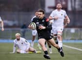Glasgow Warriors wing Cole Forbes runs through to score a second half try in the 73-33 win over the Dragons in the Challenge Cup last 16.  (Photo by Craig Williamson / SNS Group)