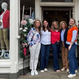 Sarah Thomson (L) at her store in Melrose, Scotland