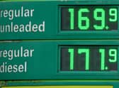 High petrol and diesel prices are displayed on the forecourt of the M62 motorway Birch service station in Brighouse. Picture: Christopher Furlong/Getty Images