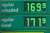 High petrol and diesel prices are displayed on the forecourt of the M62 motorway Birch service station in Brighouse. Picture: Christopher Furlong/Getty Images