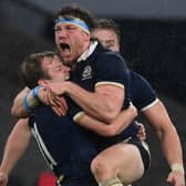 Just try and stop this man celebrating ... Hamish Watson at the moment of Calcutta Cup triumph.