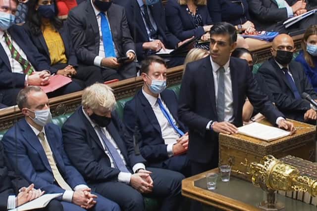 Chancellor of the Exchequer Rishi Sunak delivering his Budget to the House of Commons in London. Picture date: Wednesday October 27, 2021. PA Photo.
