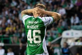 Aiden McGeady missed his penalty during the Premier Sports Cup match between Hibernian and Greenock Morton - he'll now miss the first two months of the season. (Photo by Paul Devlin / SNS Group)