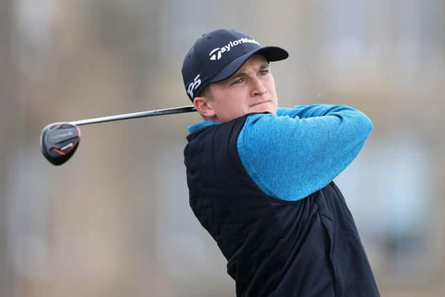 Sandy Scotttees off on the second hole at St Andrews during his opening round in the Alfred Dunhill Links Championship. Picture: Stephen Pond/Getty Images.