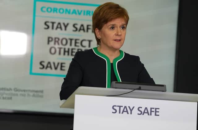 Nicola Sturgeon speaks at a coronavirus press conference