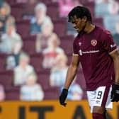 Armand Gnanduillet in action for Hearts during a Scottish Championship match between Hearts and Dunfermline Athletic at Tynecastle. (Photo by Ross MacDonald / SNS Group)