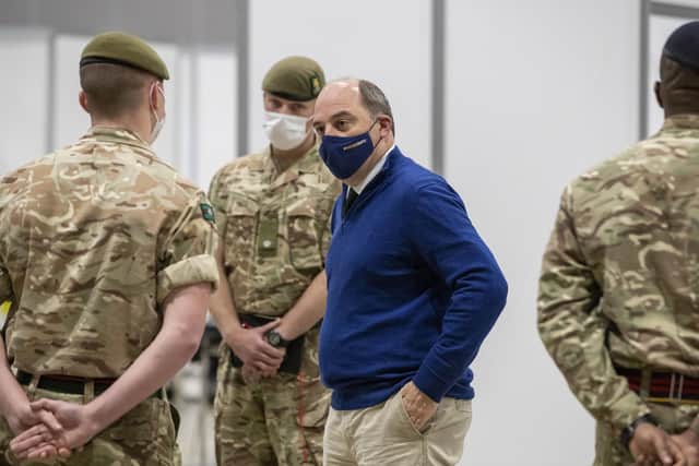 Defence Secretary Ben Wallace during a visit to the Covid testing centre at Liverpool Exhibition Centre. Picture: Peter Byrne/PA Wire